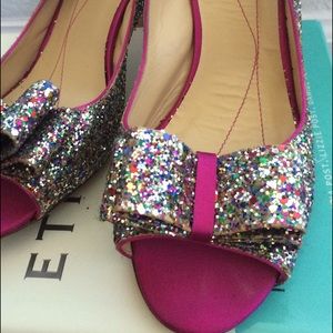 Kate Spade Charm Glitter Bow Slingback Heels